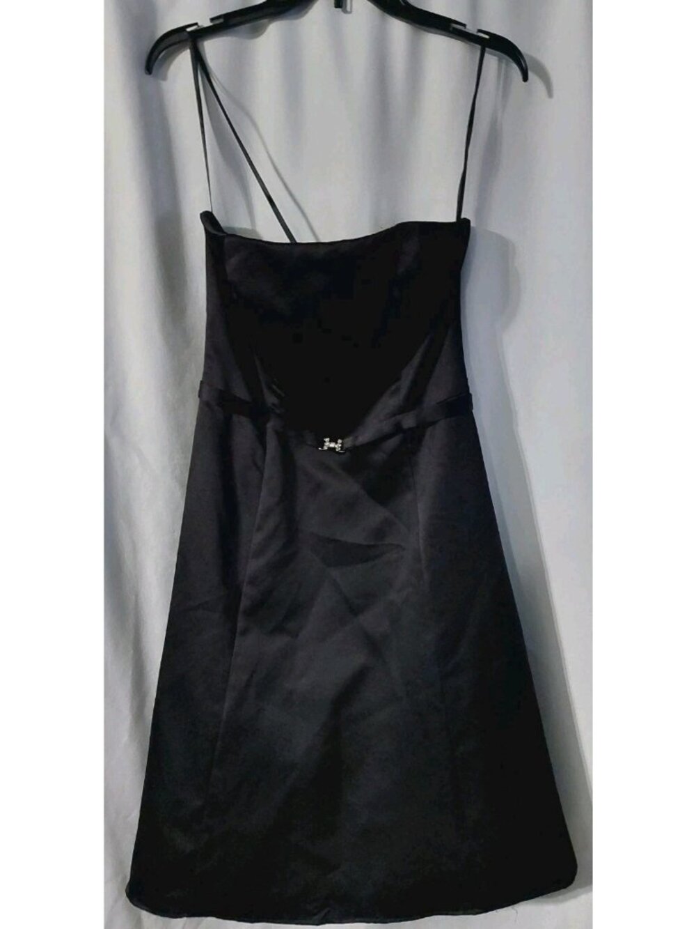 Michaelangelo Black Dress Size 8 Strapless Belted Tea length 33" A-Line